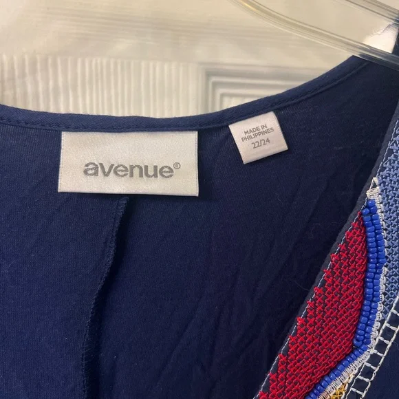 Avenue Blue Embellished Sleeveless Tank Top - Picture 2 of 4